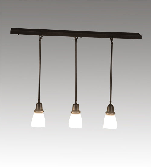 Meyda Lighting Revival Oyster Bay 36" 3-Light Craftsman Brown Island Pendant Light With White Opal Shade Glass