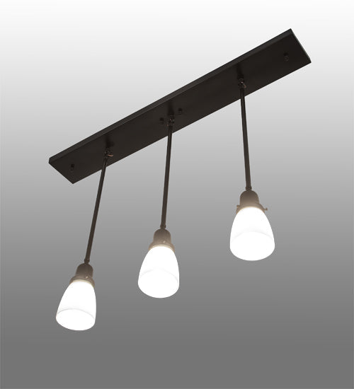 Meyda Lighting Revival Oyster Bay 36" 3-Light Craftsman Brown Island Pendant Light With White Opal Shade Glass