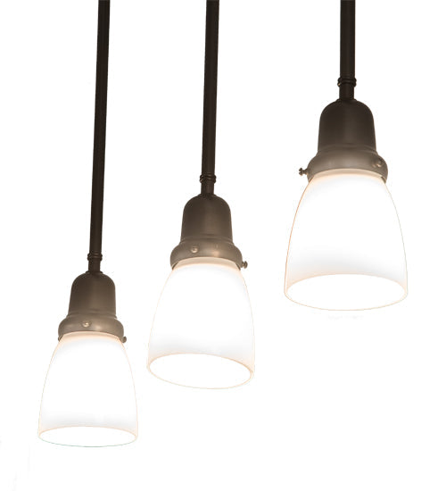 Meyda Lighting Revival Oyster Bay 36" 3-Light Craftsman Brown Island Pendant Light With White Opal Shade Glass