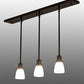 Meyda Lighting Revival Oyster Bay 36" 3-Light Craftsman Brown Island Pendant Light With White Opal Shade Glass