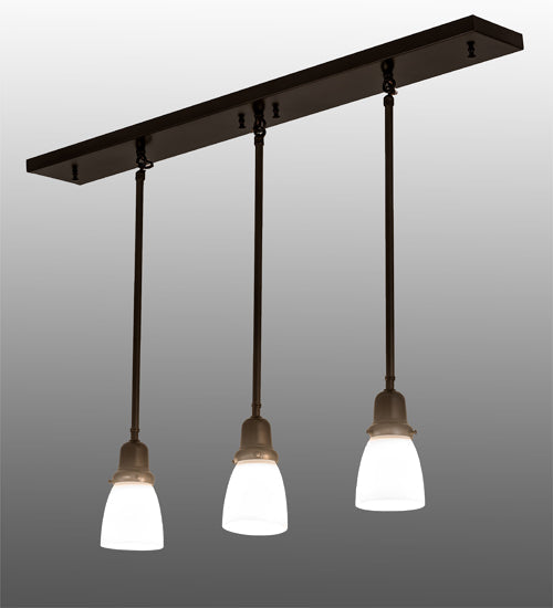 Meyda Lighting Revival Oyster Bay 36" 3-Light Craftsman Brown Island Pendant Light With White Opal Shade Glass