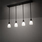 Meyda Lighting Revival Oyster Bay 36" 4-Light Craftsman Brown Goblet Island Pendant Light With White Opal Shade Glass