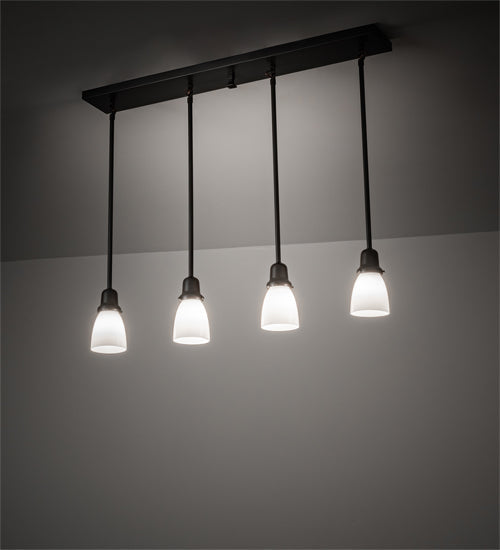 Meyda Lighting Revival Oyster Bay 36" 4-Light Craftsman Brown Goblet Island Pendant Light With White Opal Shade Glass