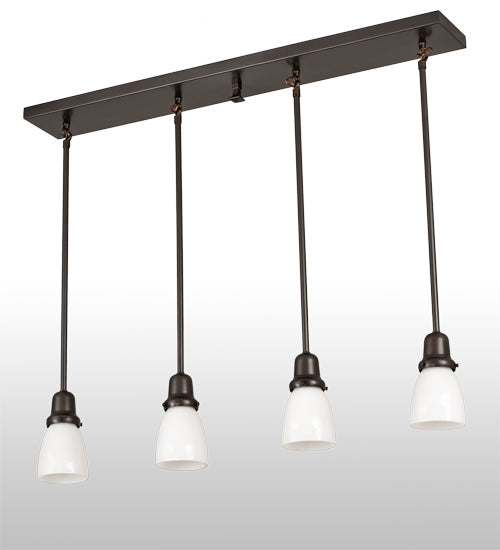 Meyda Lighting Revival Oyster Bay 36" 4-Light Craftsman Brown Goblet Island Pendant Light With White Opal Shade Glass