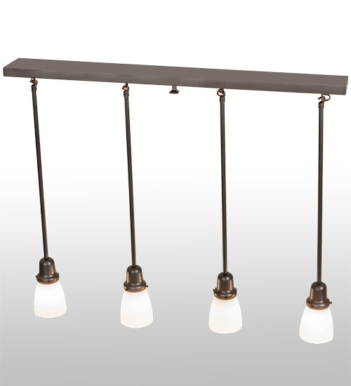 Meyda Lighting Revival Oyster Bay 36" 4-Light Craftsman Brown Goblet Island Pendant Light With White Opal Shade Glass