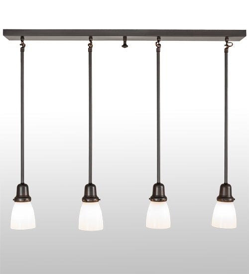 Meyda Lighting Revival Oyster Bay 36" 4-Light Craftsman Brown Goblet Island Pendant Light With White Opal Shade Glass