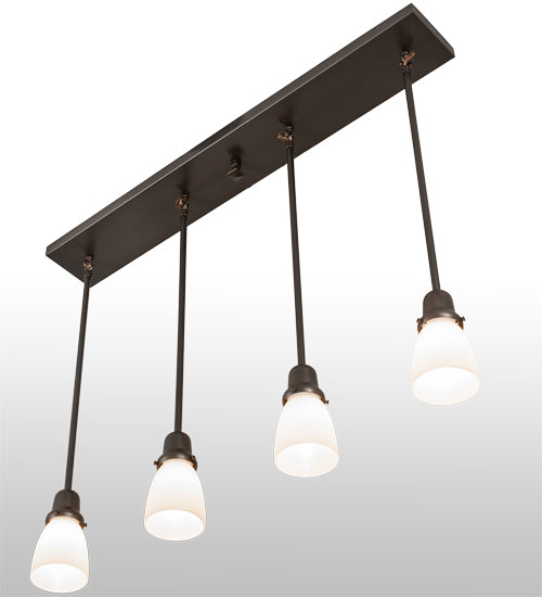Meyda Lighting Revival Oyster Bay 36" 4-Light Craftsman Brown Goblet Island Pendant Light With White Opal Shade Glass