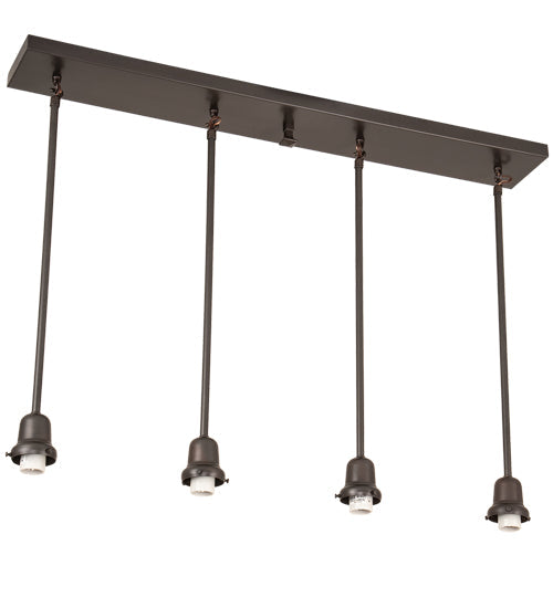 Meyda Lighting Revival Oyster Bay 36" 4-Light Craftsman Brown Goblet Island Pendant Light With White Opal Shade Glass