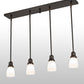 Meyda Lighting Revival Oyster Bay 36" 4-Light Craftsman Brown Goblet Island Pendant Light With White Opal Shade Glass