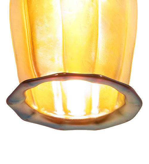 Meyda Lighting Revival Oyster Bay 4" Craftsman Brown Favrile Wall Sconce With Gold Iridescent Shade Glass