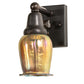 Meyda Lighting Revival Oyster Bay 4" Craftsman Brown Favrile Wall Sconce With Gold Iridescent Shade Glass