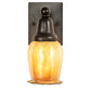 Meyda Lighting Revival Oyster Bay 4" Craftsman Brown Favrile Wall Sconce With Gold Iridescent Shade Glass