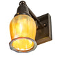 Meyda Lighting Revival Oyster Bay 4" Craftsman Brown Favrile Wall Sconce With Gold Iridescent Shade Glass