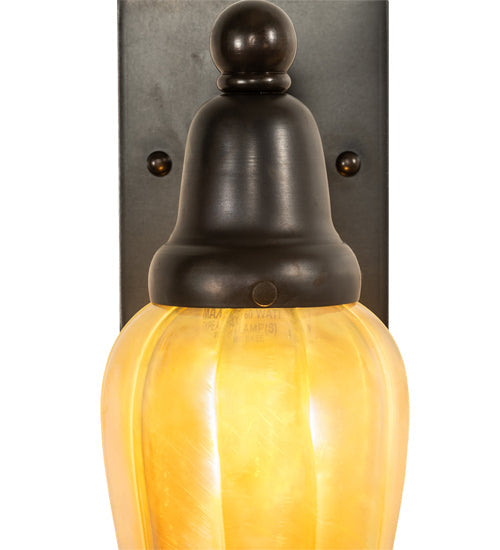 Meyda Lighting Revival Oyster Bay 4" Craftsman Brown Favrile Wall Sconce With Gold Iridescent Shade Glass