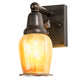 Meyda Lighting Revival Oyster Bay 4" Craftsman Brown Favrile Wall Sconce With Gold Iridescent Shade Glass