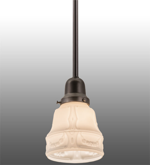 Meyda Lighting Revival Oyster Bay 5" Craftsman Brown Garland Mini Pendant Light With White Shade Glass