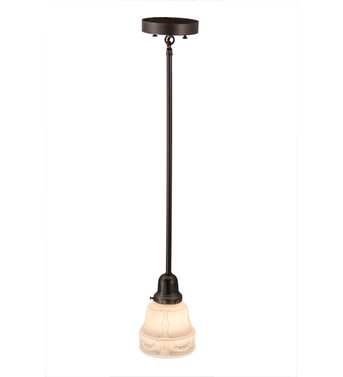 Meyda Lighting Revival Oyster Bay 5" Craftsman Brown Garland Mini Pendant Light With White Shade Glass