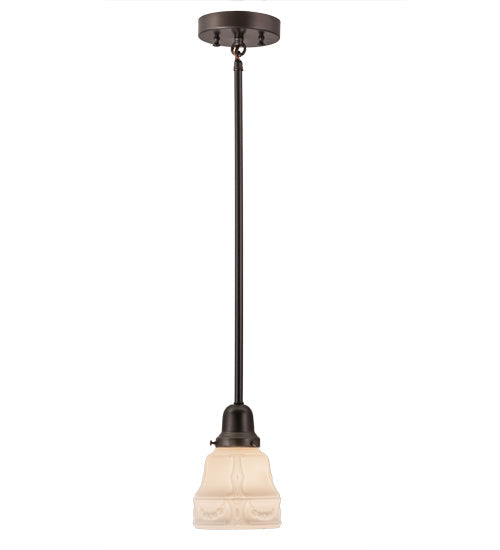 Meyda Lighting Revival Oyster Bay 5" Craftsman Brown Garland Mini Pendant Light With White Shade Glass