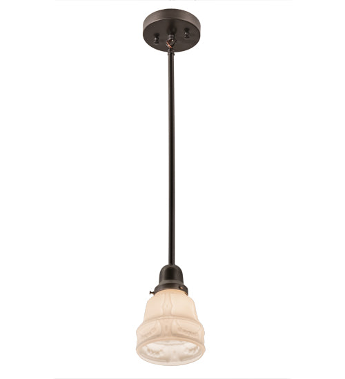 Meyda Lighting Revival Oyster Bay 5" Craftsman Brown Garland Mini Pendant Light With White Shade Glass