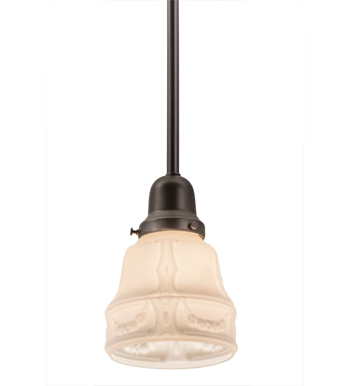 Meyda Lighting Revival Oyster Bay 5" Craftsman Brown Garland Mini Pendant Light With White Shade Glass