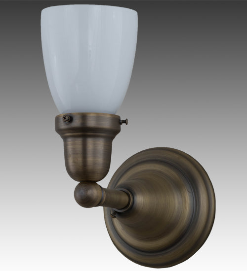 Meyda Lighting Revival Oyster Bay 6" Antique Brass Goblet Wall Sconce With White Shade Glass