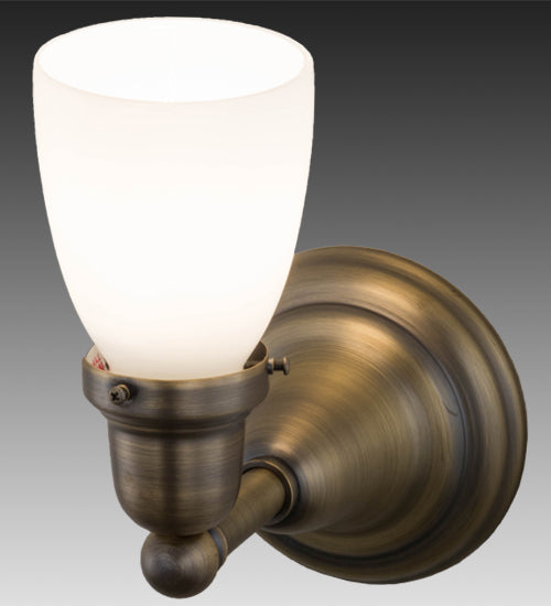 Meyda Lighting Revival Oyster Bay 6" Antique Brass Goblet Wall Sconce With White Shade Glass