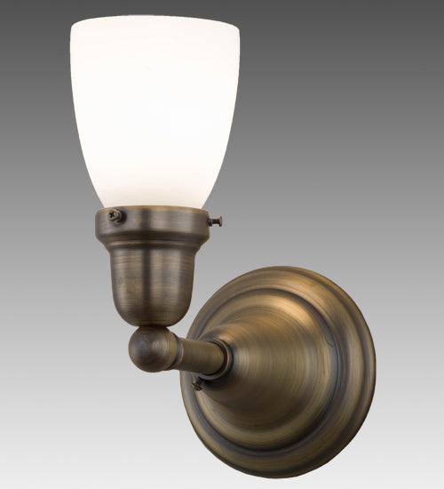 Meyda Lighting Revival Oyster Bay 6" Antique Brass Goblet Wall Sconce With White Shade Glass