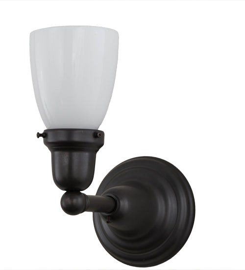 Meyda Lighting Revival Oyster Bay 6" Craftsman Brown Goblet Wall Sconce With White Shade Glass