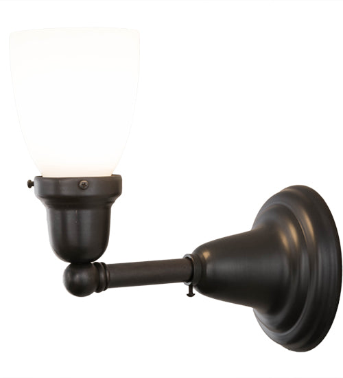 Meyda Lighting Revival Oyster Bay 6" Craftsman Brown Goblet Wall Sconce With White Shade Glass