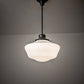 Meyda Lighting Revival Schoolhouse 16" Craftsman Brown Traditional Globe Pendant Light With White Opal Shade Glass
