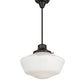 Meyda Lighting Revival Schoolhouse 16" Craftsman Brown Traditional Globe Pendant Light With White Opal Shade Glass