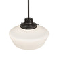 Meyda Lighting Revival Schoolhouse 16" Craftsman Brown Traditional Globe Pendant Light With White Opal Shade Glass