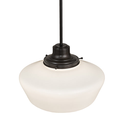 Meyda Lighting Revival Schoolhouse 16" Craftsman Brown Traditional Globe Pendant Light With White Opal Shade Glass