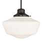 Meyda Lighting Revival Schoolhouse 16" Craftsman Brown Traditional Globe Pendant Light With White Opal Shade Glass