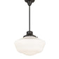 Meyda Lighting Revival Schoolhouse 16" Craftsman Brown Traditional Globe Pendant Light With White Opal Shade Glass