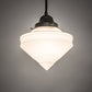 Meyda Lighting Revival Schoolhouse 8" Craftsman Brown Deco Cone Globe Mini Pendant Light With White Opal Shade Glass