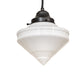 Meyda Lighting Revival Schoolhouse 8" Craftsman Brown Deco Cone Globe Mini Pendant Light With White Opal Shade Glass