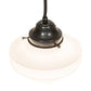 Meyda Lighting Revival Schoolhouse 8" Craftsman Brown Deco Cone Globe Mini Pendant Light With White Opal Shade Glass