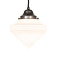 Meyda Lighting Revival Schoolhouse 8" Craftsman Brown Deco Cone Globe Mini Pendant Light With White Opal Shade Glass