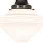 Meyda Lighting Revival Schoolhouse 8" Craftsman Brown Deco Cone Globe Mini Pendant Light With White Opal Shade Glass