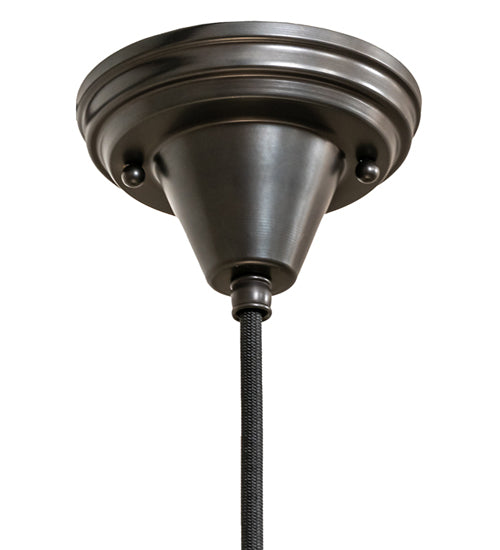 Meyda Lighting Revival Schoolhouse 8" Craftsman Brown Deco Cone Globe Mini Pendant Light With White Opal Shade Glass