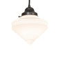 Meyda Lighting Revival Schoolhouse 8" Craftsman Brown Deco Cone Globe Mini Pendant Light With White Opal Shade Glass