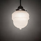 Meyda Lighting Revival Schoolhouse 8" Craftsman Brown Rochelle Globe Mini Pendant Light With White Opal Shade Glass
