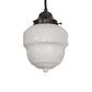 Meyda Lighting Revival Schoolhouse 8" Craftsman Brown Rochelle Globe Mini Pendant Light With White Opal Shade Glass