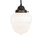 Meyda Lighting Revival Schoolhouse 8" Craftsman Brown Rochelle Globe Mini Pendant Light With White Opal Shade Glass
