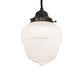 Meyda Lighting Revival Schoolhouse 8" Craftsman Brown Rochelle Globe Mini Pendant Light With White Opal Shade Glass