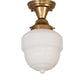 Meyda Lighting Revival Schoolhouse 8" Satin Brass Patina Rochelle Globe Semi-flush Mount Light With White Opal Shade Glass