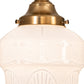 Meyda Lighting Revival Schoolhouse 8" Satin Brass Patina Rochelle Globe Semi-flush Mount Light With White Opal Shade Glass