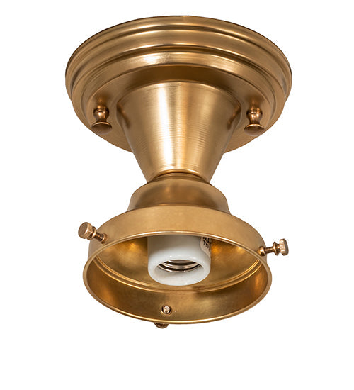 Meyda Lighting Revival Schoolhouse 8" Satin Brass Patina Rochelle Globe Semi-flush Mount Light With White Opal Shade Glass