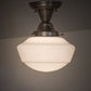 Meyda Lighting Revival Schoolhouse 9" Antique Nickel Traditional Globe Semi-flush Mount Light With White Opal Shade Glass
